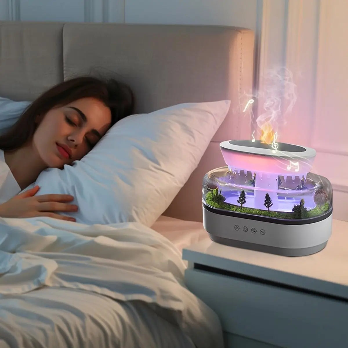 Humidifiers - Aromatherapy Humidifier - Bedroom Humidifier - With 7-Color Night Light and Music - Raindrop Landscape Humidifier - Aroma Diffuser for Essential Oils - Humidifier - Air Humidifier - Wit Wholesale Hub