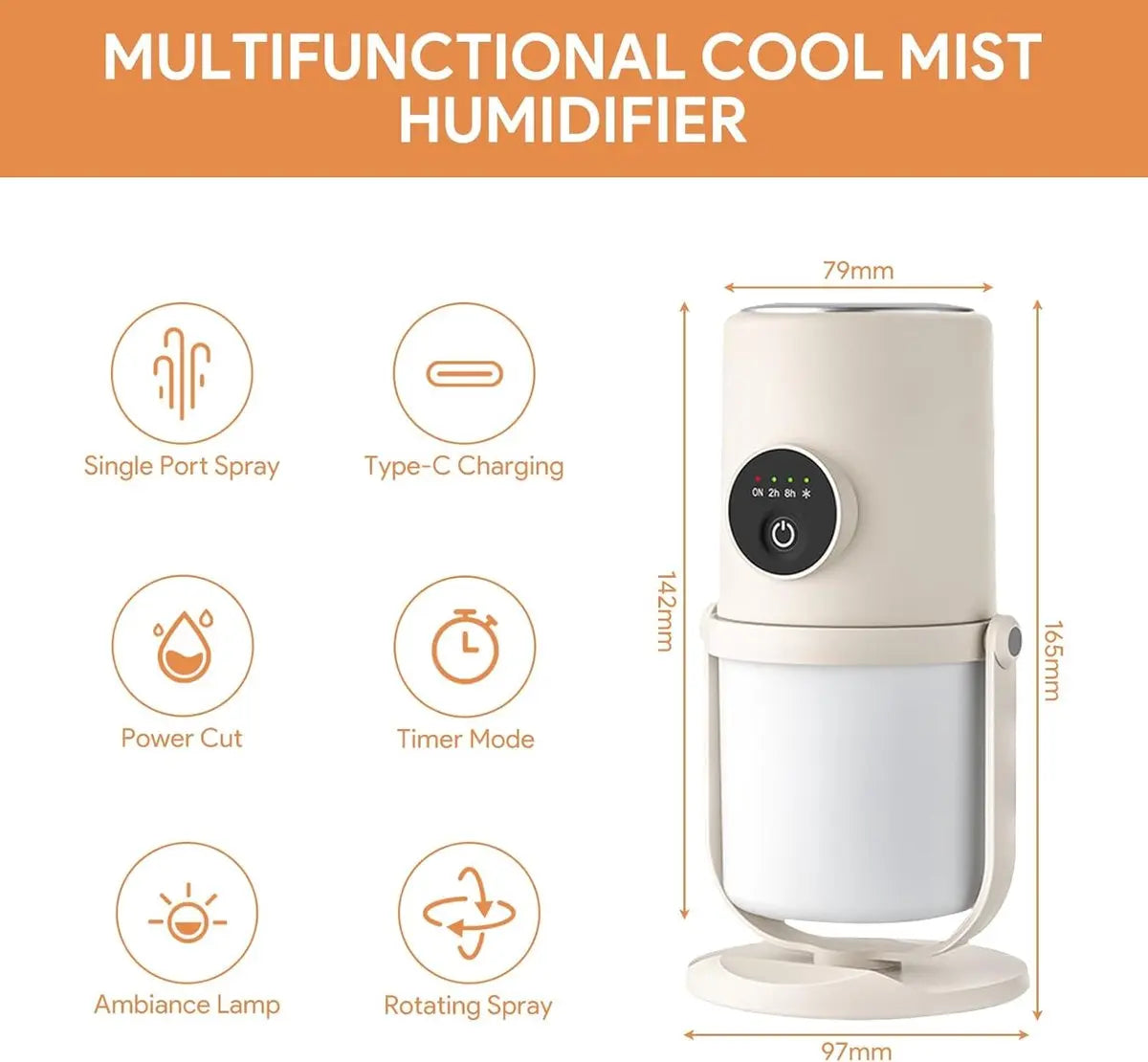 Humidifiers - Bedroom Humidifier - Cool Mist Humidifier - 280ml USB Desktop Humidifier with Night Light for Bedroom - Quiet Operation - Automatic Shut-Off - Timer Wholesale Hub