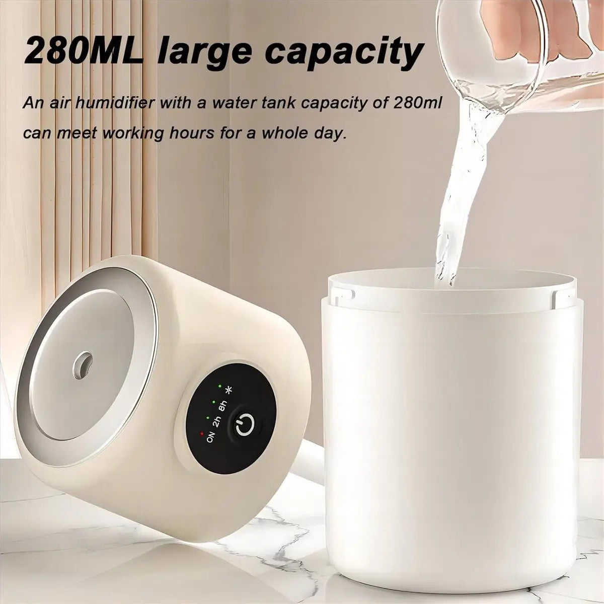 Humidifiers - Bedroom Humidifier - Cool Mist Humidifier - 280ml USB Desktop Humidifier with Night Light for Bedroom - Quiet Operation - Automatic Shut-Off - Timer Wholesale Hub