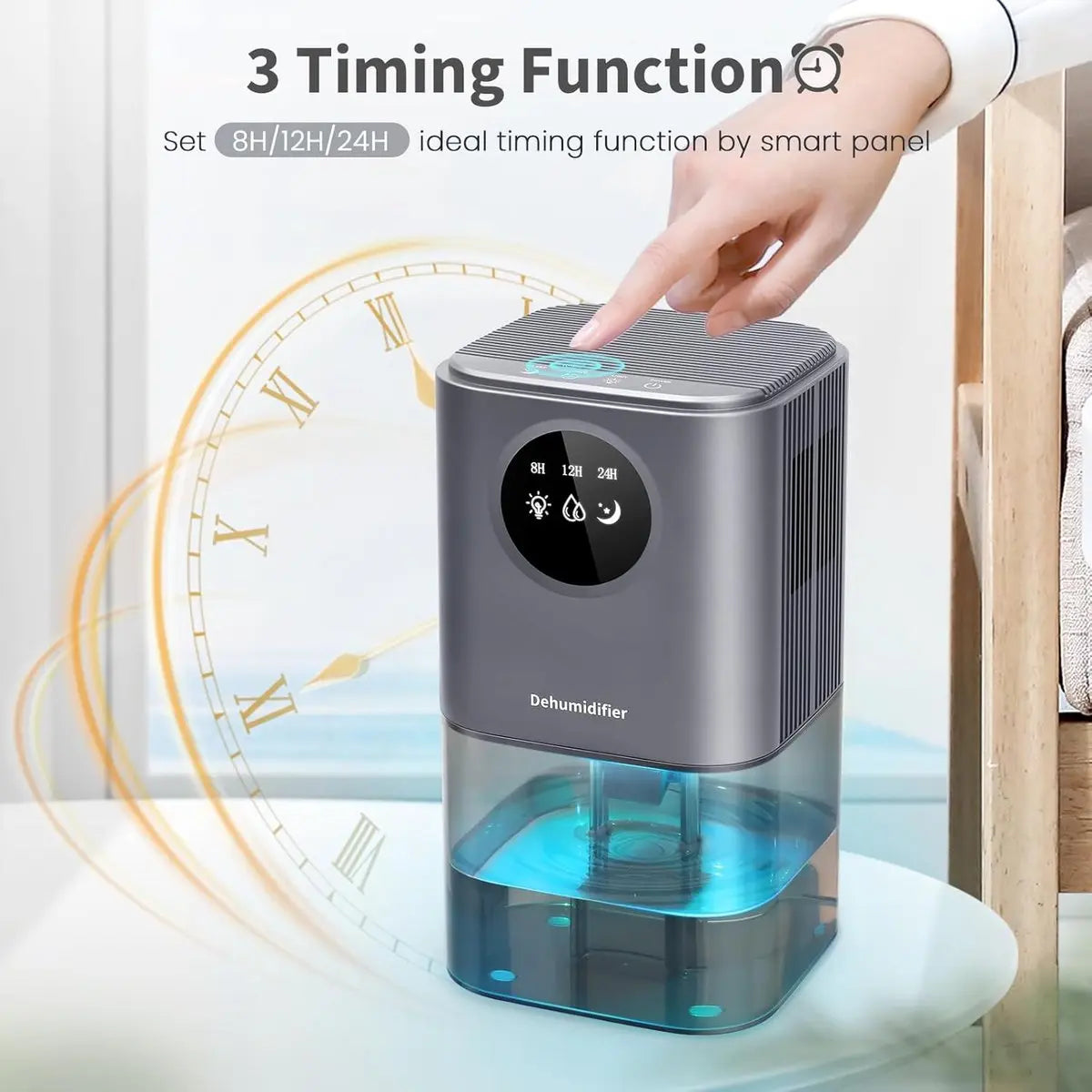 Dehumidifier - Intelligent Ultra - Silent Dehumidifier - Ultra-Quiet Portable Dehumidifier - For Drying Laundry - Dehumidifies Bedrooms, Bathrooms, Wardrobes, and Caravans - Black Wholesale Hub