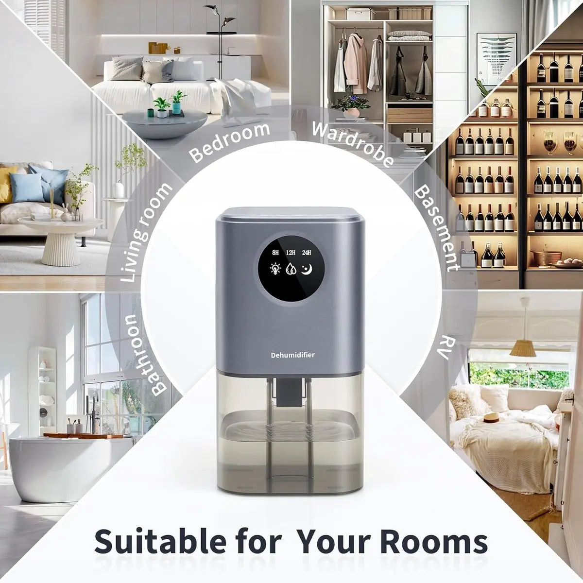 Dehumidifier - Intelligent Ultra - Silent Dehumidifier - Ultra-Quiet Portable Dehumidifier - For Drying Laundry - Dehumidifies Bedrooms, Bathrooms, Wardrobes, and Caravans - Black Wholesale Hub