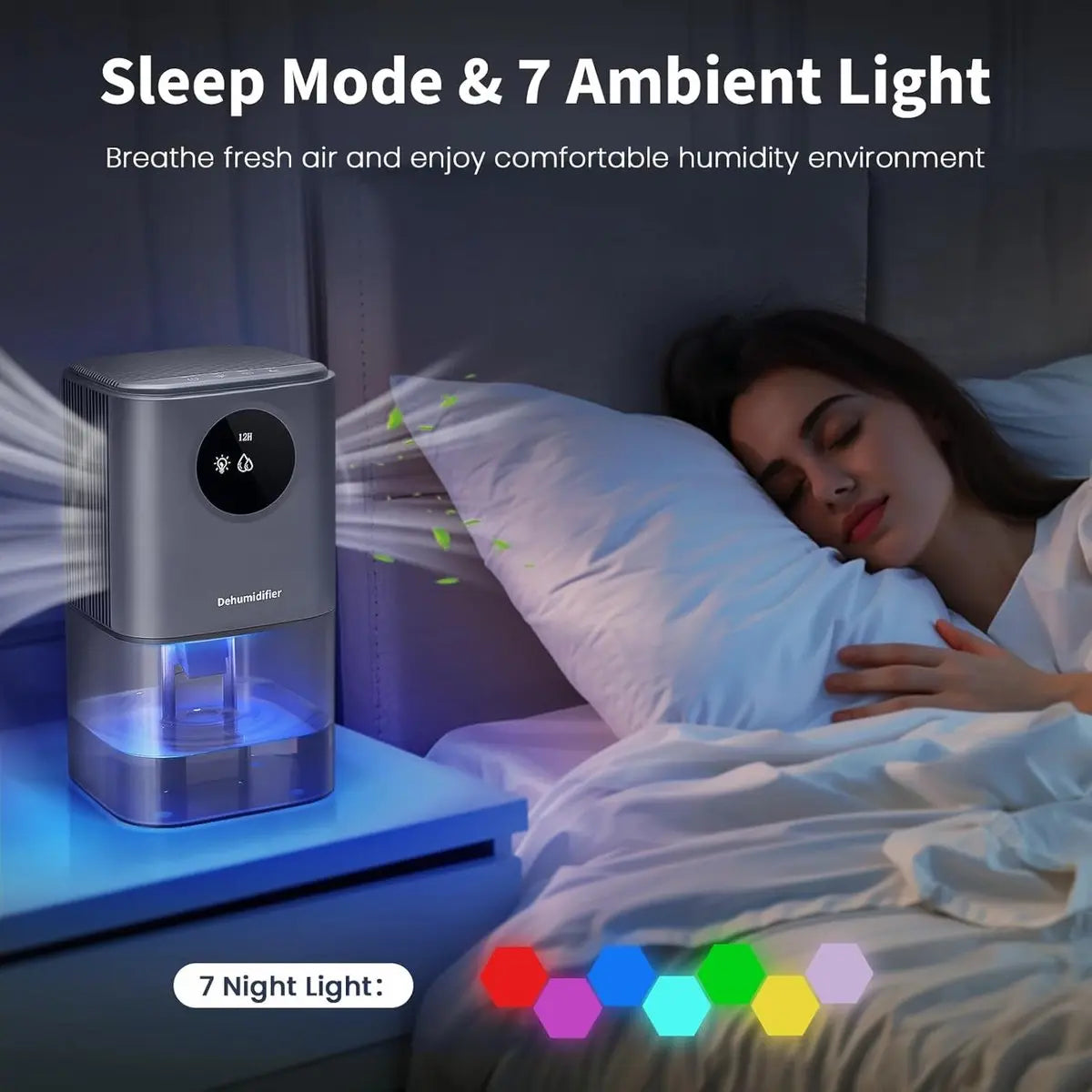 Dehumidifier - Intelligent Ultra - Silent Dehumidifier - Ultra-Quiet Portable Dehumidifier - For Drying Laundry - Dehumidifies Bedrooms, Bathrooms, Wardrobes, and Caravans - Black Wholesale Hub
