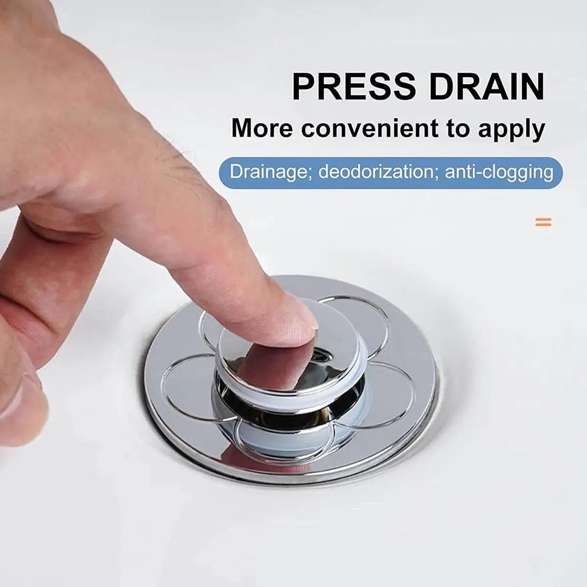 Pop-on sink drain plug - Drain stopper - Drain strainer - Hair catcher - Sink - Drain plugs - Sinks - Bathroom/Kitchen - Hair - Chrome - For 34-40 mm Wholesale Hub