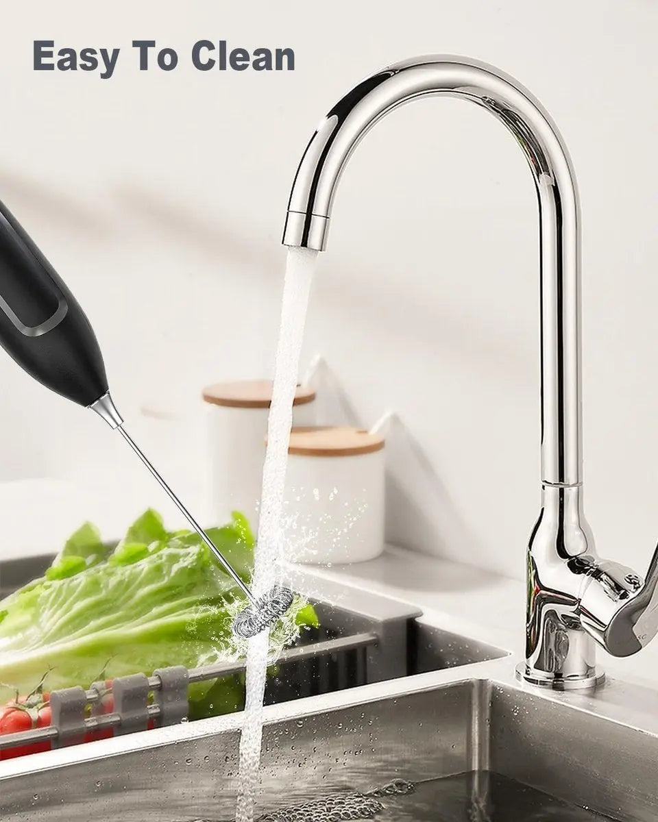 Milk Frother - Milk Frothers - Manual Milk Frother - Electric Milk Frother - Milk Frother with Stand - Functional Beverage Mixer with Stainless Steel Whisk and Stand - For Coffee/Cappuccino Wholesale Hub