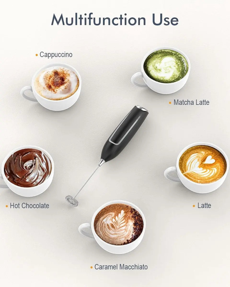 Milk Frother - Milk Frothers - Manual Milk Frother - Electric Milk Frother - Milk Frother with Stand - Functional Beverage Mixer with Stainless Steel Whisk and Stand - For Coffee/Cappuccino Wholesale Hub