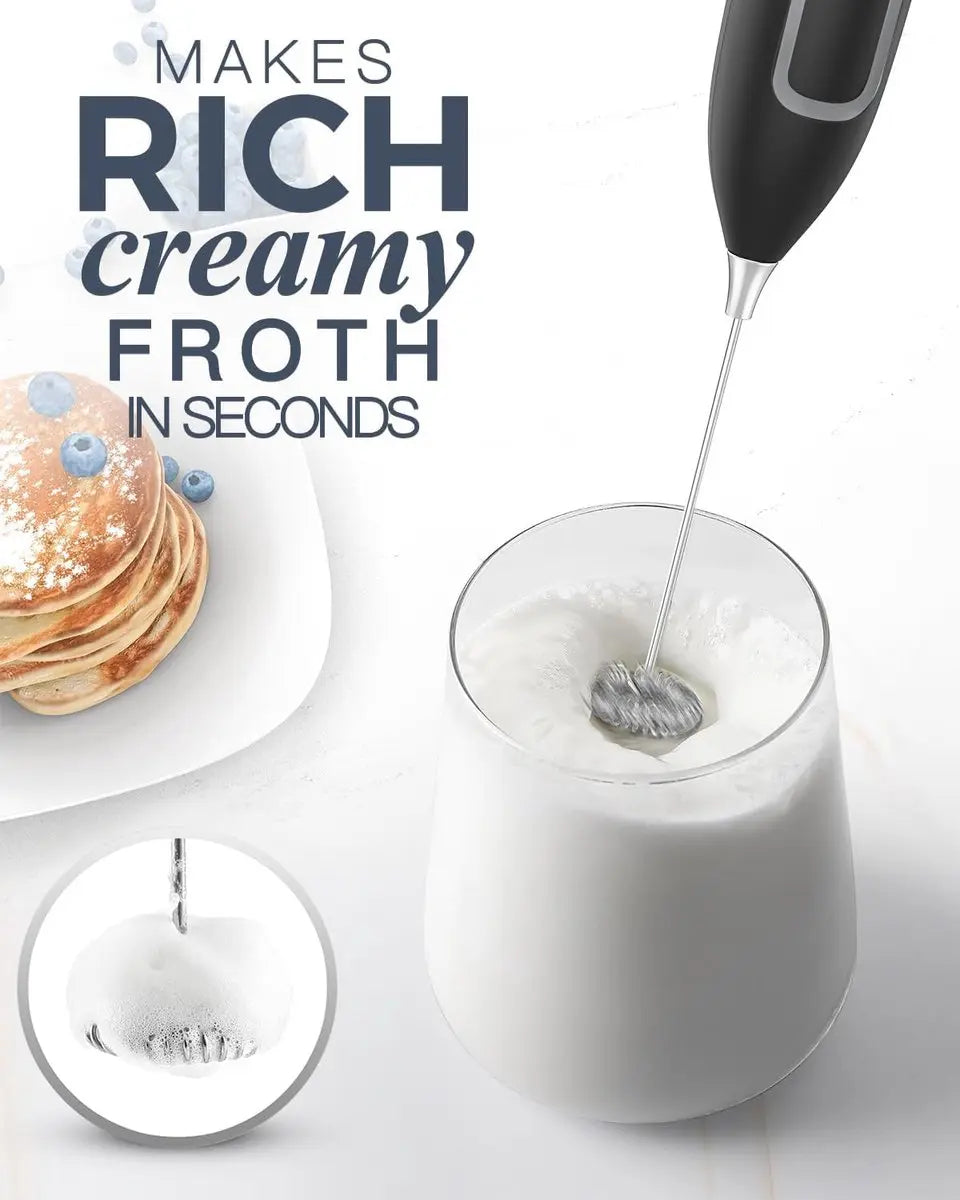 Milk Frother - Milk Frothers - Manual Milk Frother - Electric Milk Frother - Milk Frother with Stand - Functional Beverage Mixer with Stainless Steel Whisk and Stand - For Coffee/Cappuccino Wholesale Hub