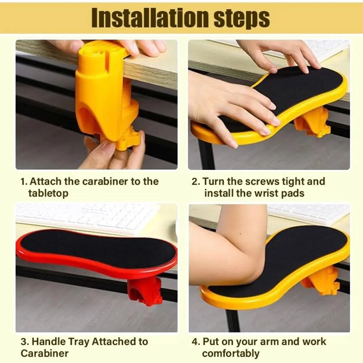 Ergonomic desk with armrests - Wrist rest - Adjustable wrist rest for computer and laptop - Comfortable and universal - Shoulder and wrist relief - For home and office - Red Wholesale Hub
