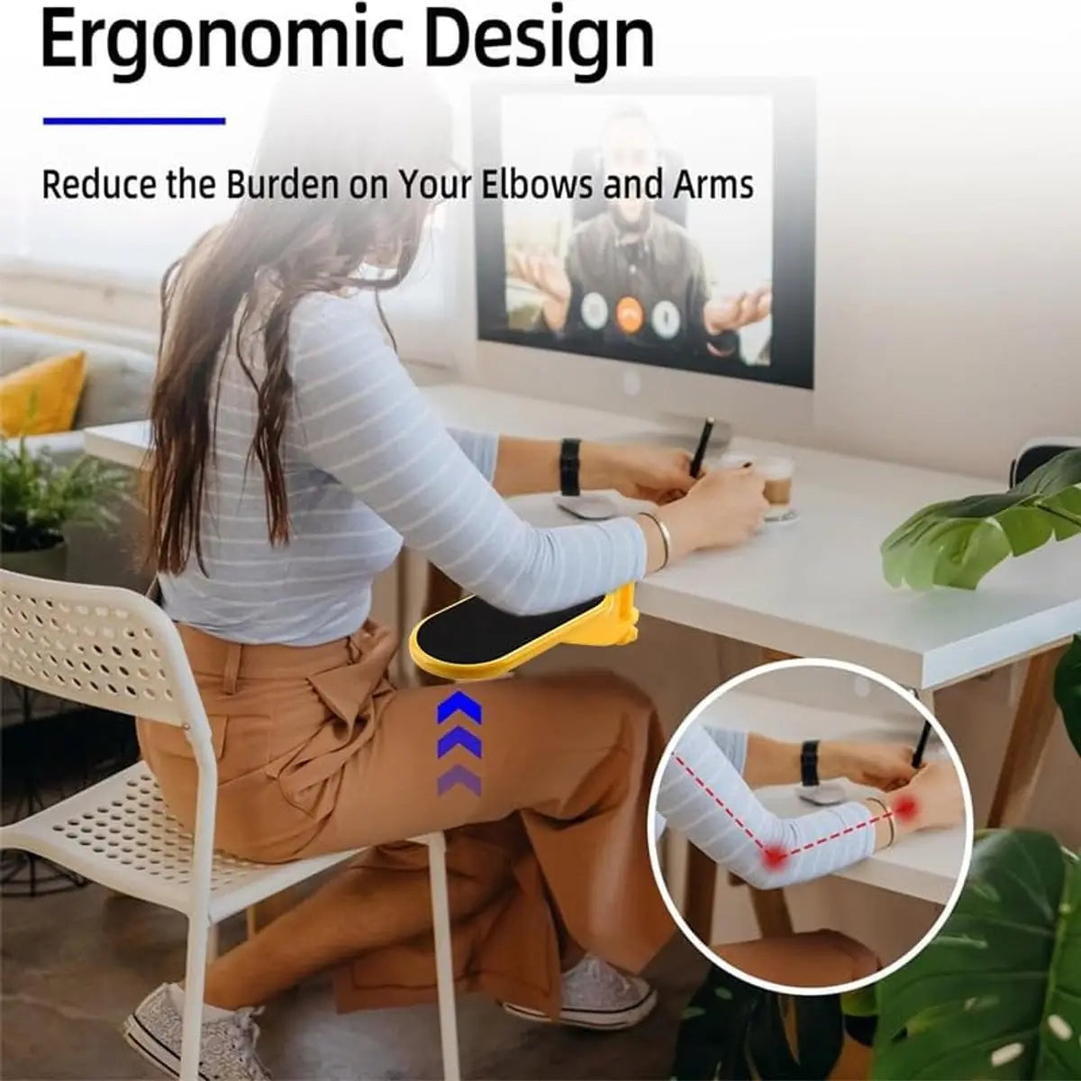 Ergonomic desk with armrests - Wrist rest - Adjustable wrist rest for computer and laptop - Comfortable and universal - Shoulder and wrist relief - For home and office - Red Wholesale Hub