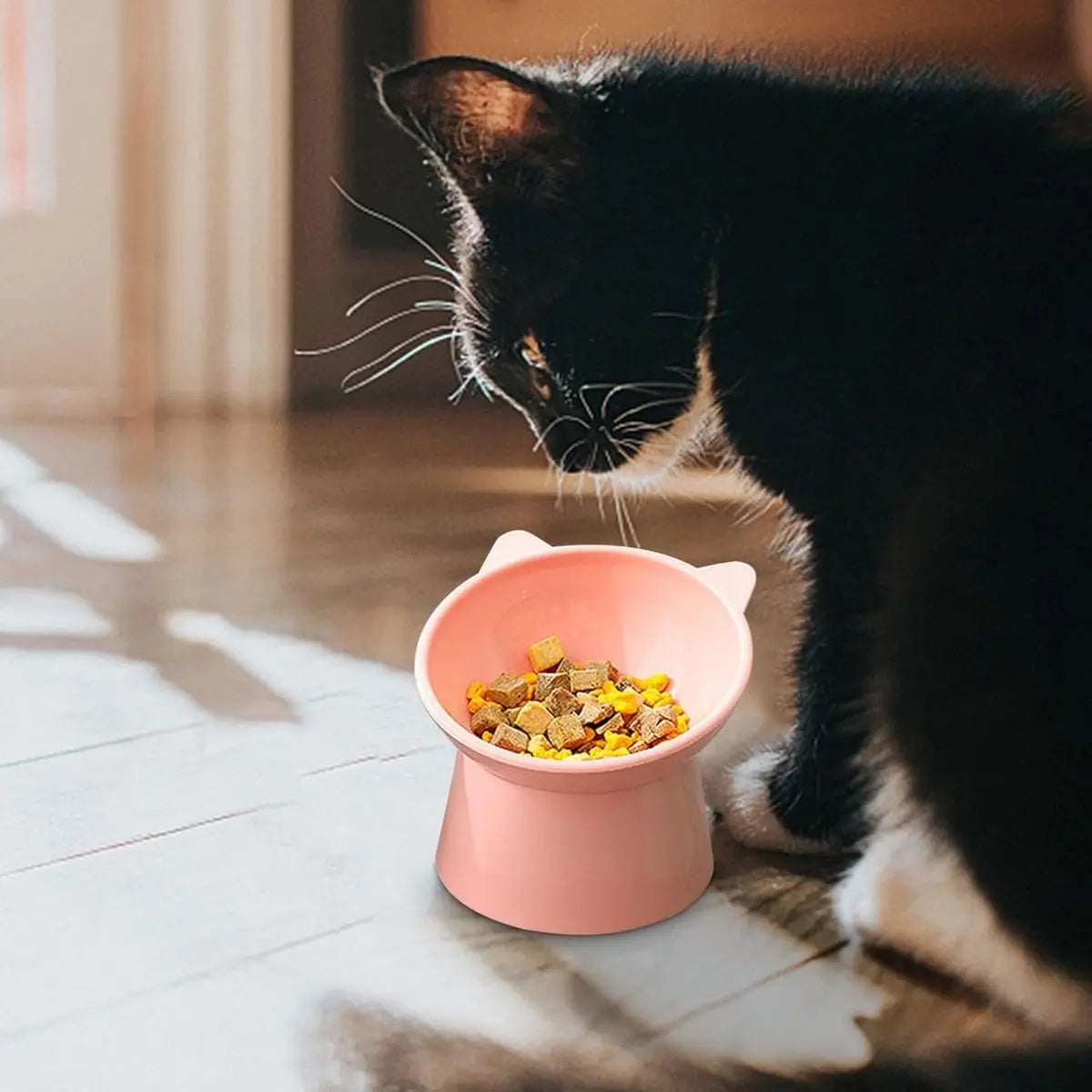 Cat bowl - Non-slip feeder - Tilting bowl - Anti-vomiting - Angled design - Blue - Perfect for cats - Indoor use - Pet accessories - Pink Wholesale Hub
