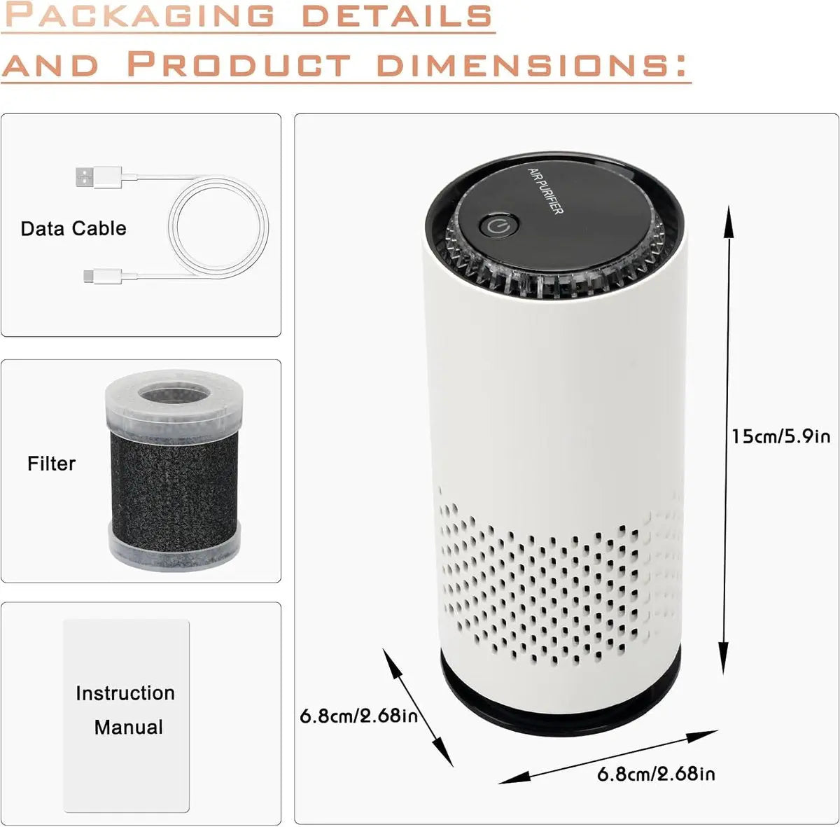 Air purifier - Negative ion air purifier - Air purifier for the home - Rooms up to 20 m² - Negative ion air purifier - Deodorizer - Ionizer - Wit Wholesale Hub