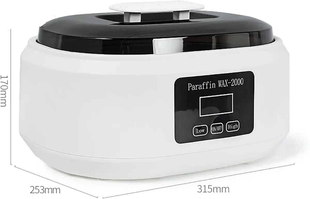 Paraffin wax warmer - Candle wax melting pot with handle and heat-insulating plate - Fast and adjustable heating - 2 speeds - Large 2000ml capacity and easy to use - For skin treatment (Wit) Wholesale Hub