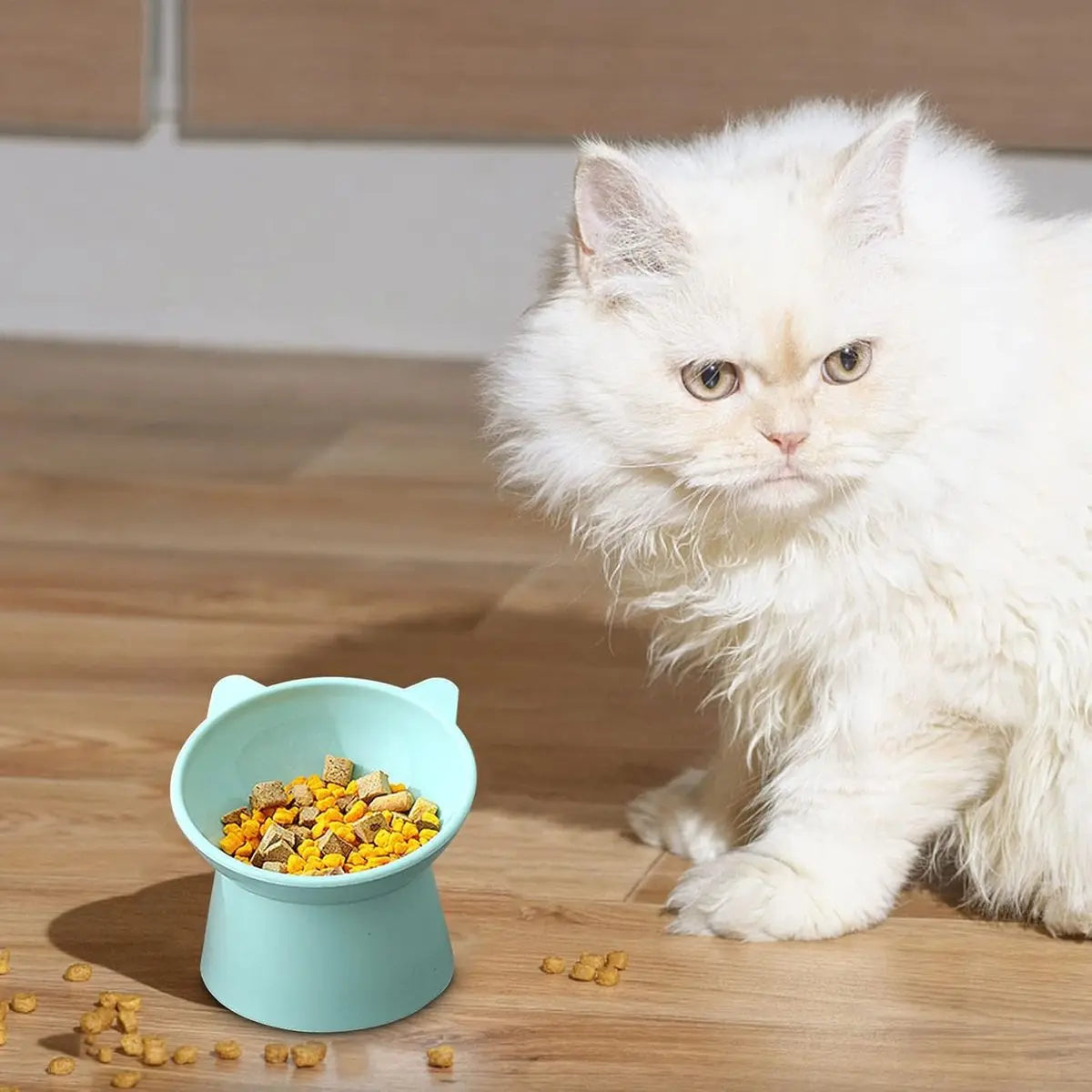 Cat bowl - Feeders - Tilting bowl - Anti-vomiting - Angled design - Blue - Perfect for cats - Indoor use - Pet accessories - Green Wholesale Hub