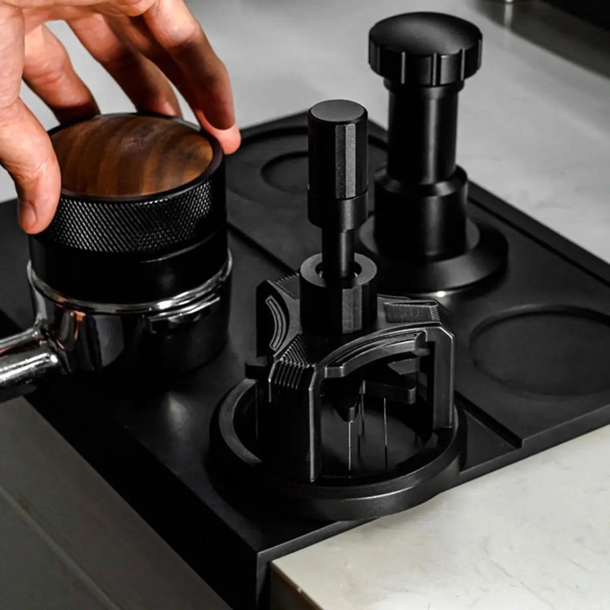 Manual coffee press - Magnetic coffee preparation tool - Coffee maker accessory - Non-slip prong mixer - Countertop - Workstation - Coffee preparation - Homemade coffee grounds cleaner - 58 mm coffee press Wholesale Hub