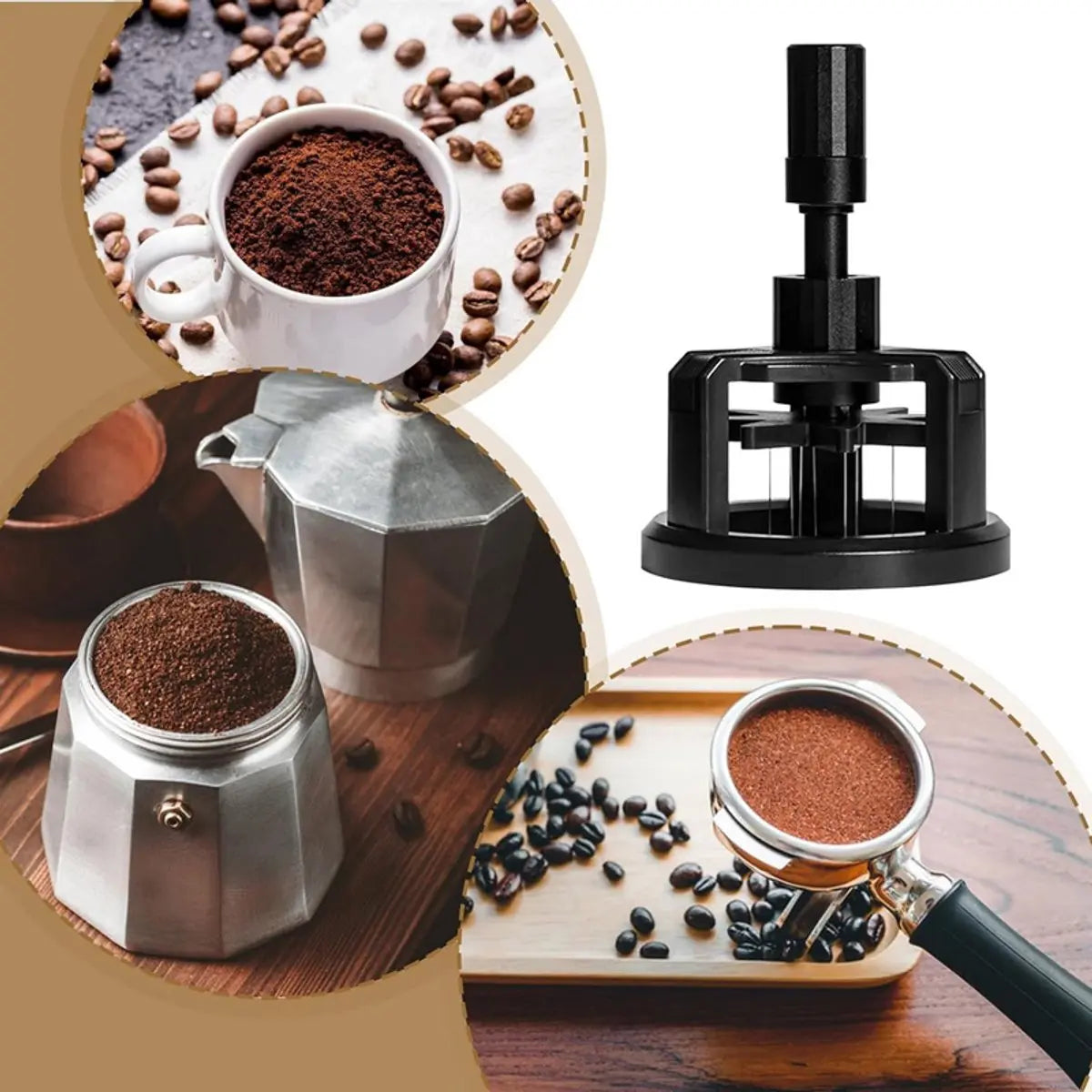 Manual coffee press - Magnetic coffee preparation tool - Coffee maker accessory - Non-slip prong mixer - Countertop - Workstation - Coffee preparation - Homemade coffee grounds cleaner - 58 mm coffee press Wholesale Hub
