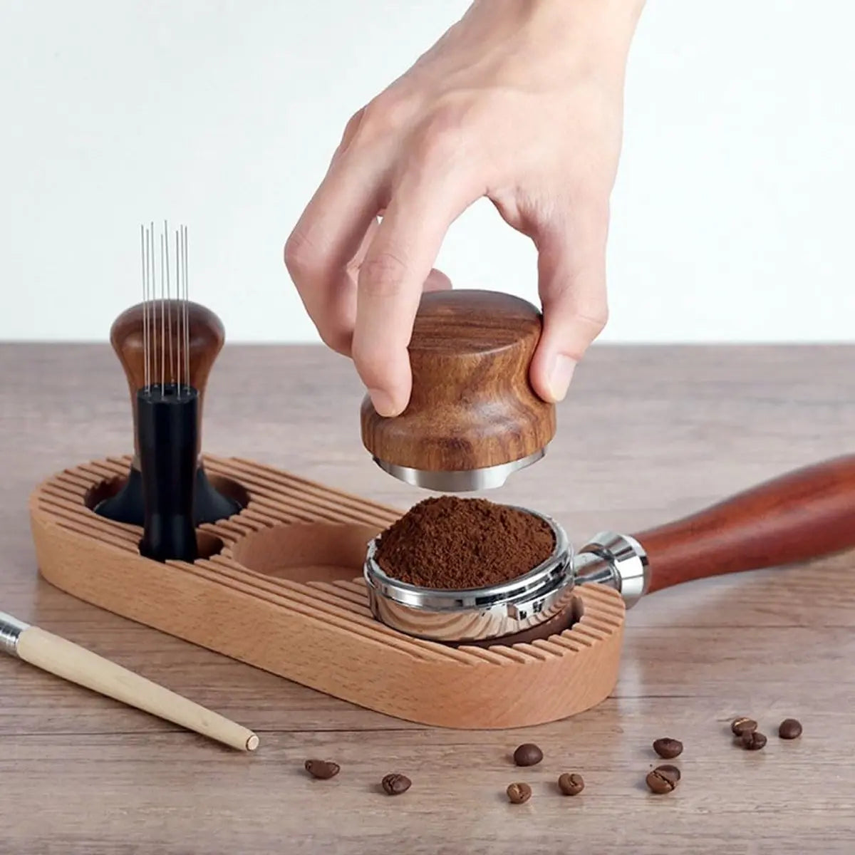 Espresso press holder - Espresso press holder - 58mm wooden coffee press holder - Espresso tools for kitchens, cafes and restaurants Wholesale Hub