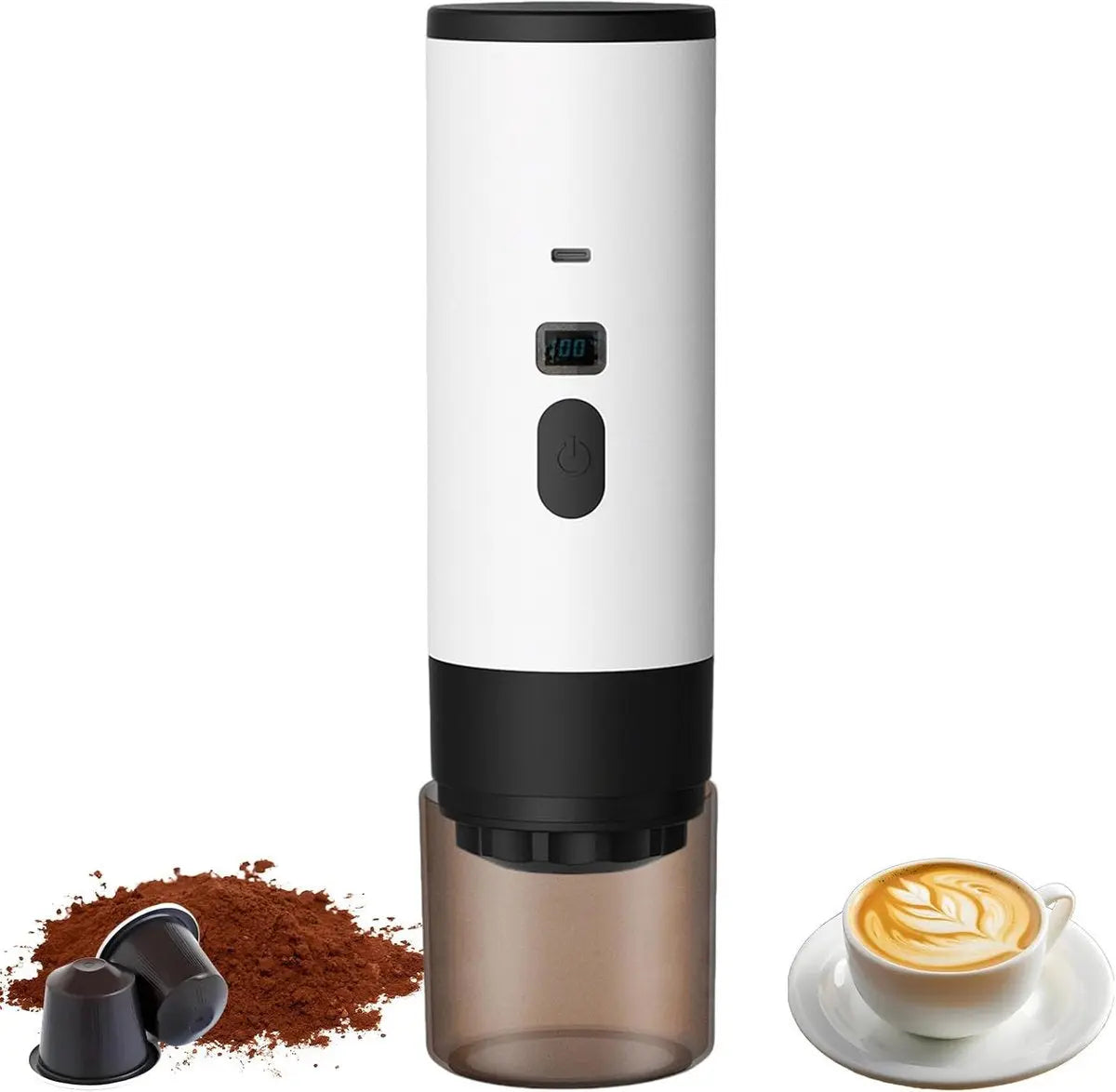 Coffee maker - Coffee machines - Portable coffee maker - 3-in-1 coffee maker - Portable electric espresso machine - Coffee maker for travel, camping, car, camper van, suitable (Wit) Wholesale Hub