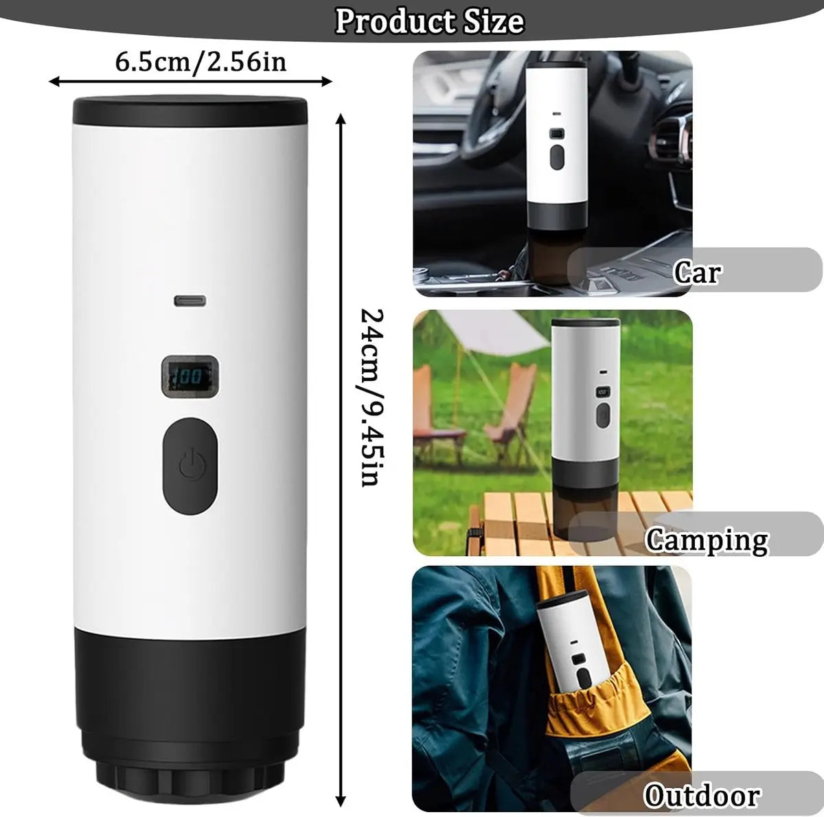 Coffee maker - Coffee machines - Portable coffee maker - 3-in-1 coffee maker - Portable electric espresso machine - Coffee maker for travel, camping, car, camper van, suitable (Wit) Wholesale Hub