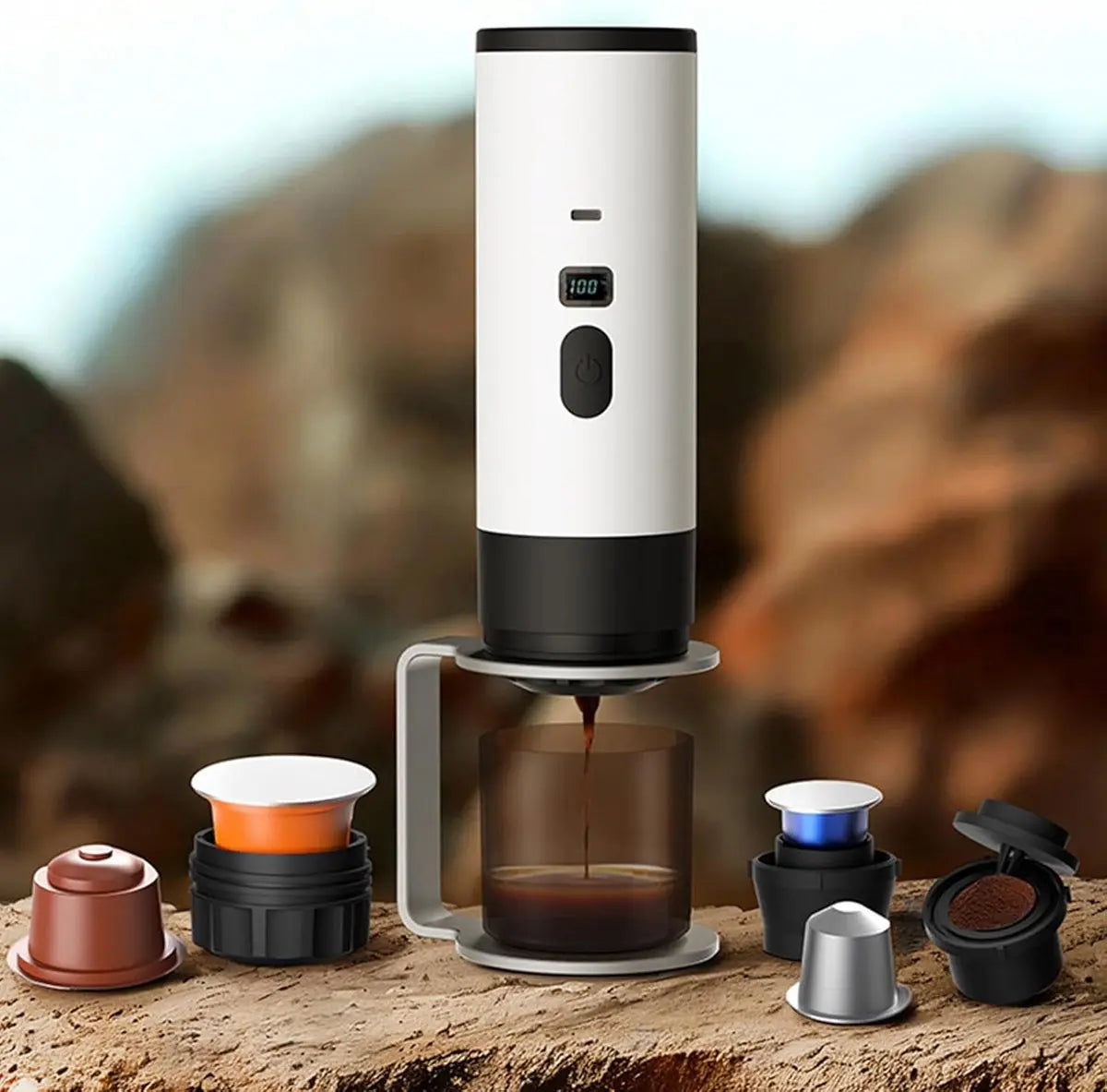 Coffee maker - Coffee machines - Portable coffee maker - 3-in-1 coffee maker - Portable electric espresso machine - Coffee maker for travel, camping, car, camper van, suitable (Wit) Wholesale Hub