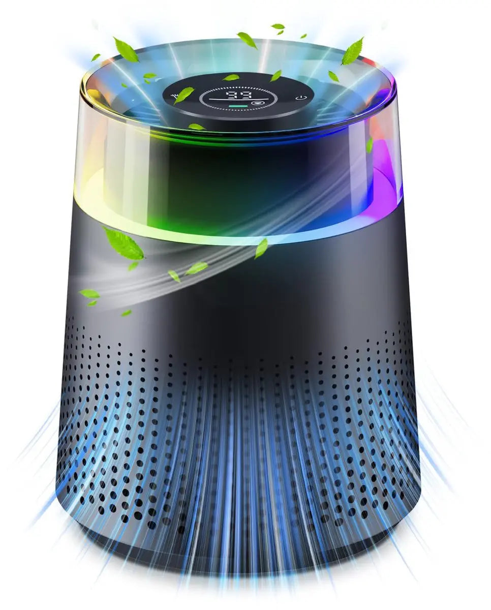 Air purifier - Air purifier with LED - Negative ion air purifier - Home air purifier - Negative ion air purifier - Deodorizer - Ionizer - Black Wholesale Hub