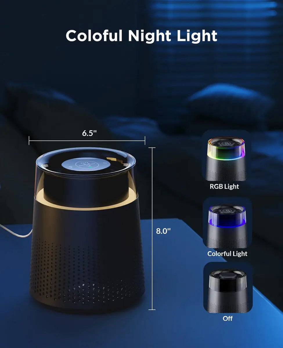 Air purifier - Air purifier with LED - Negative ion air purifier - Home air purifier - Negative ion air purifier - Deodorizer - Ionizer - Black Wholesale Hub