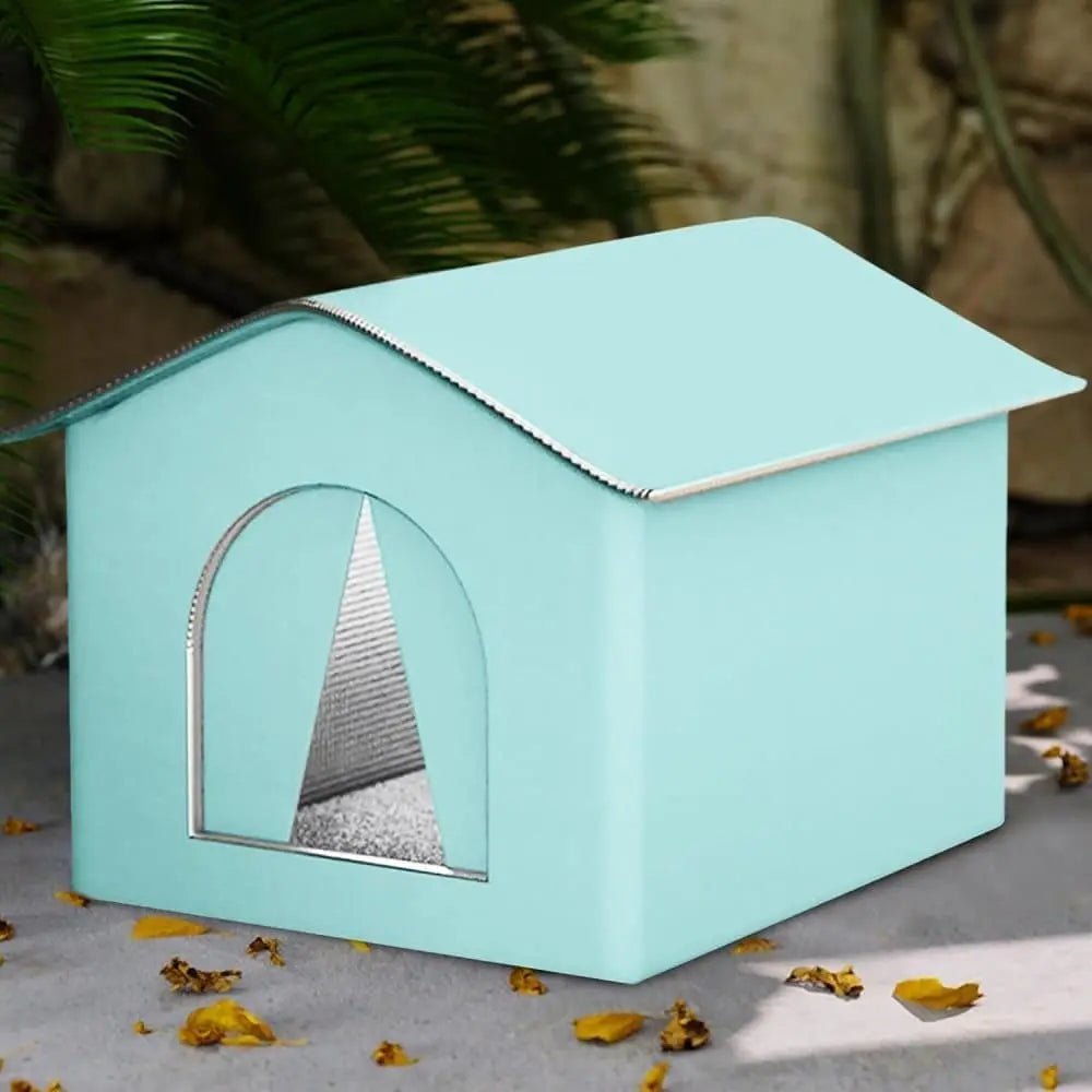 1 Pack Waterproof Insulated Outdoor Cat House for Homeless Cats and Small Animals, 42 x 42 x 42cm, Blue Wholesale Hub