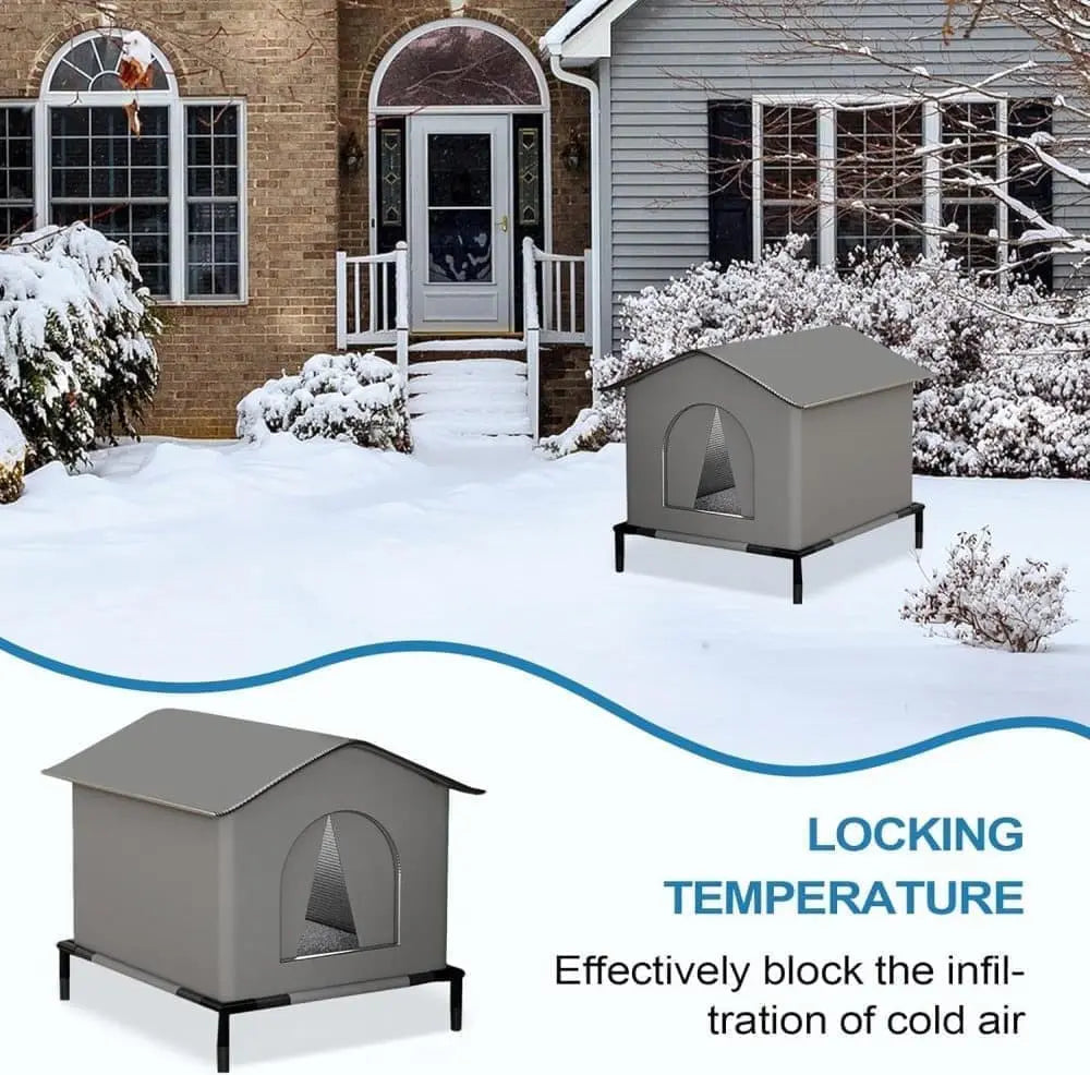 1 Pack Waterproof Insulated Outdoor Cat House for Homeless Cats and Small Animals, 42 x 42 x 42cm, Gray Wholesale Hub