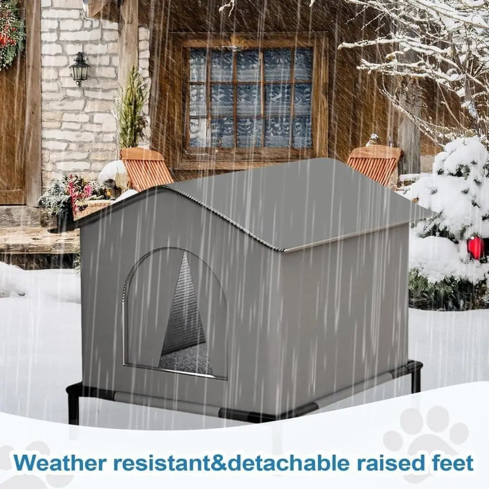 1 Pack Waterproof Insulated Outdoor Cat House for Homeless Cats and Small Animals, 36 x 36 x 36cm, Gray Wholesale Hub