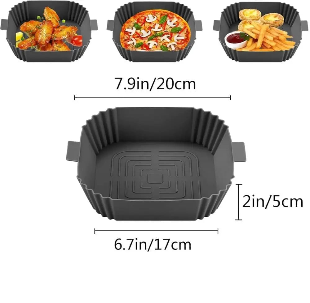 2-Pack Air Fryer Silicone Basket, Non-Stick Reusable Easy to Clean, Gray Wholesale Hub
