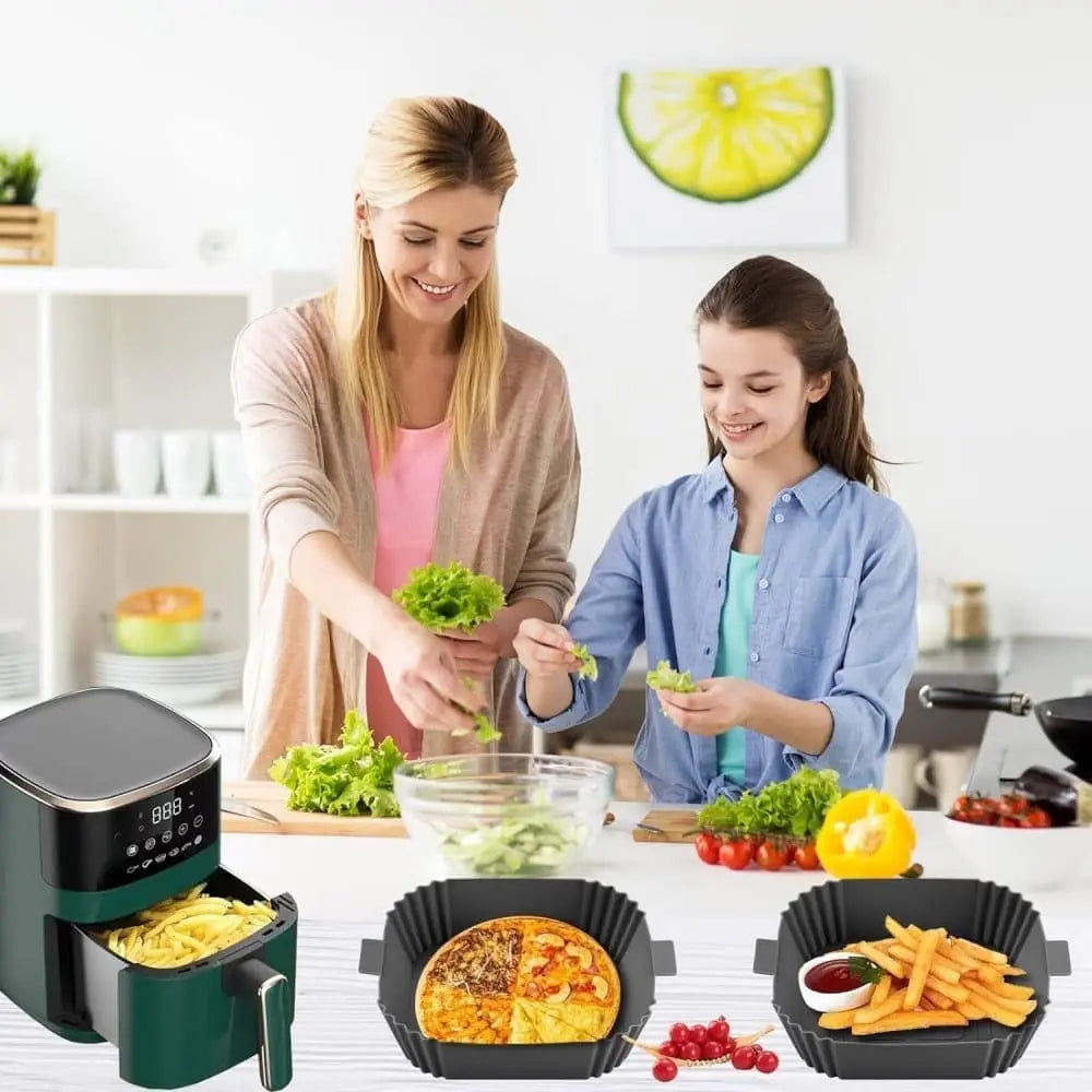 2-Pack Air Fryer Silicone Basket, Non-Stick Reusable Easy to Clean, Gray Wholesale Hub