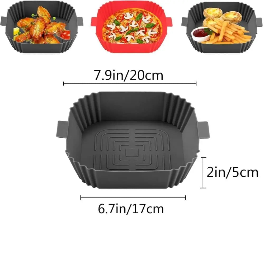 2-Pack Air Fryer Silicone Basket Non-Stick Reusable Easy to Clean, Gray, Compatible with Most Air Fryers Wholesale Hub