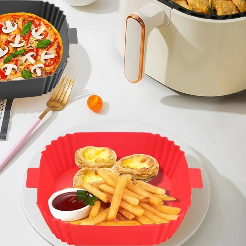 2-Pack Air Fryer Silicone Basket Non-Stick Reusable Easy to Clean, Gray, Compatible with Most Air Fryers Wholesale Hub