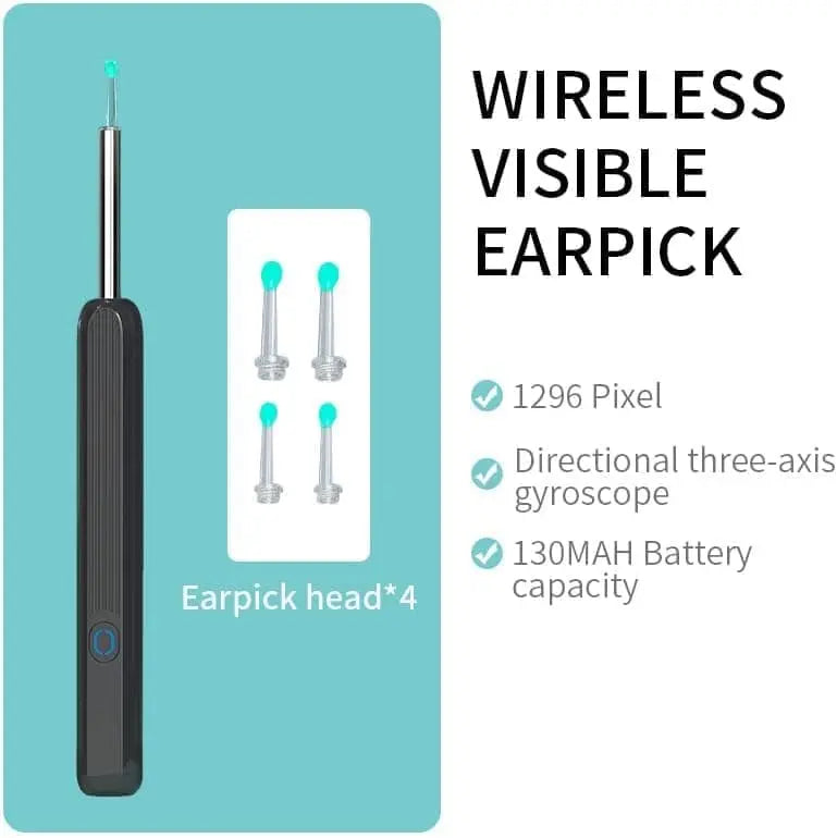 Smart Ear Cleaner with 1296P HD Camera, Wireless Earwax Removal WiFi Endoscope, Safe Inspection Intelligent Temperature Control, Black Wholesale Hub