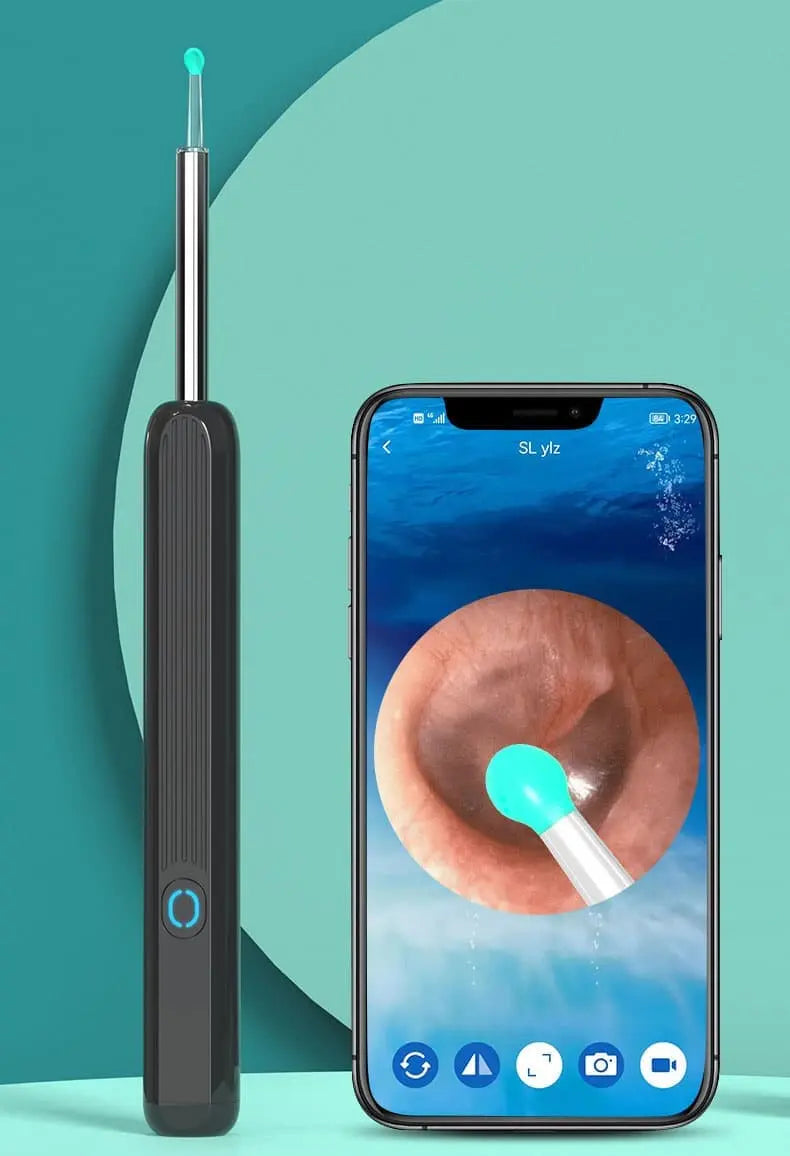Smart Ear Cleaner with 1296P HD Camera, Wireless Earwax Removal WiFi Endoscope, Safe Inspection Intelligent Temperature Control, Black Wholesale Hub