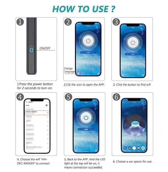 Smart Ear Cleaner with 1296P HD Camera, Wireless Earwax Removal with WiFi Endoscope, Safe Inspection and Intelligent Temperature Control, White Wholesale Hub