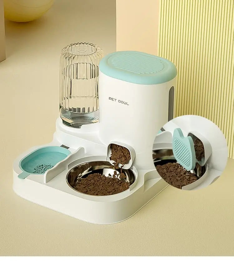 2-in-1 Automatic Cat Feeder and Water Dispenser for Pets, Compatible with Cats and Dogs, Blue Wholesale Hub