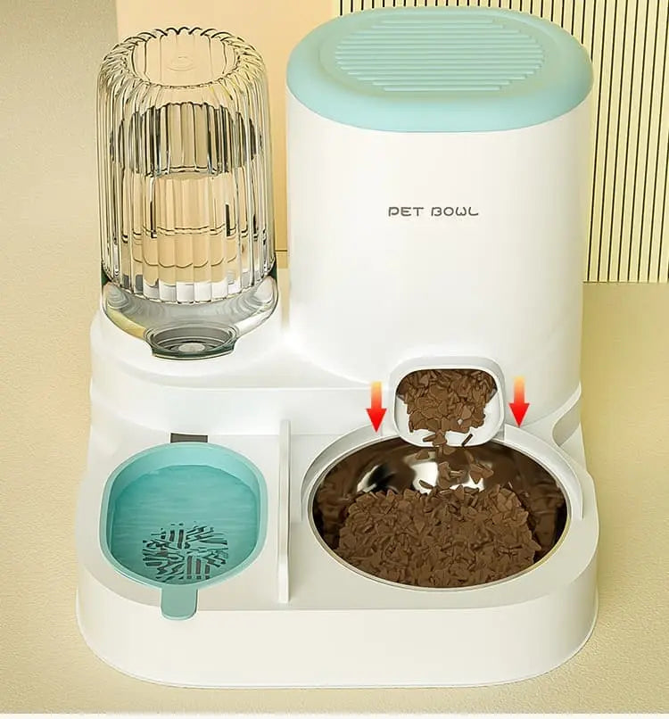 2-in-1 Automatic Cat Feeder and Water Dispenser for Pets, Compatible with Cats and Dogs, Green Wholesale Hub