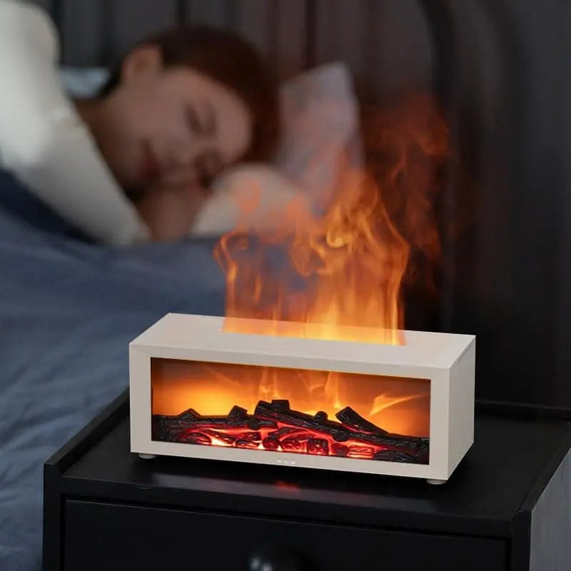 2-in-1 LED Humidifier with Fireplace Effect, 150ml Aromatherapy Diffuser, 3 Timer Settings, Remote Control, Quiet Operation, Black Wholesale Hub