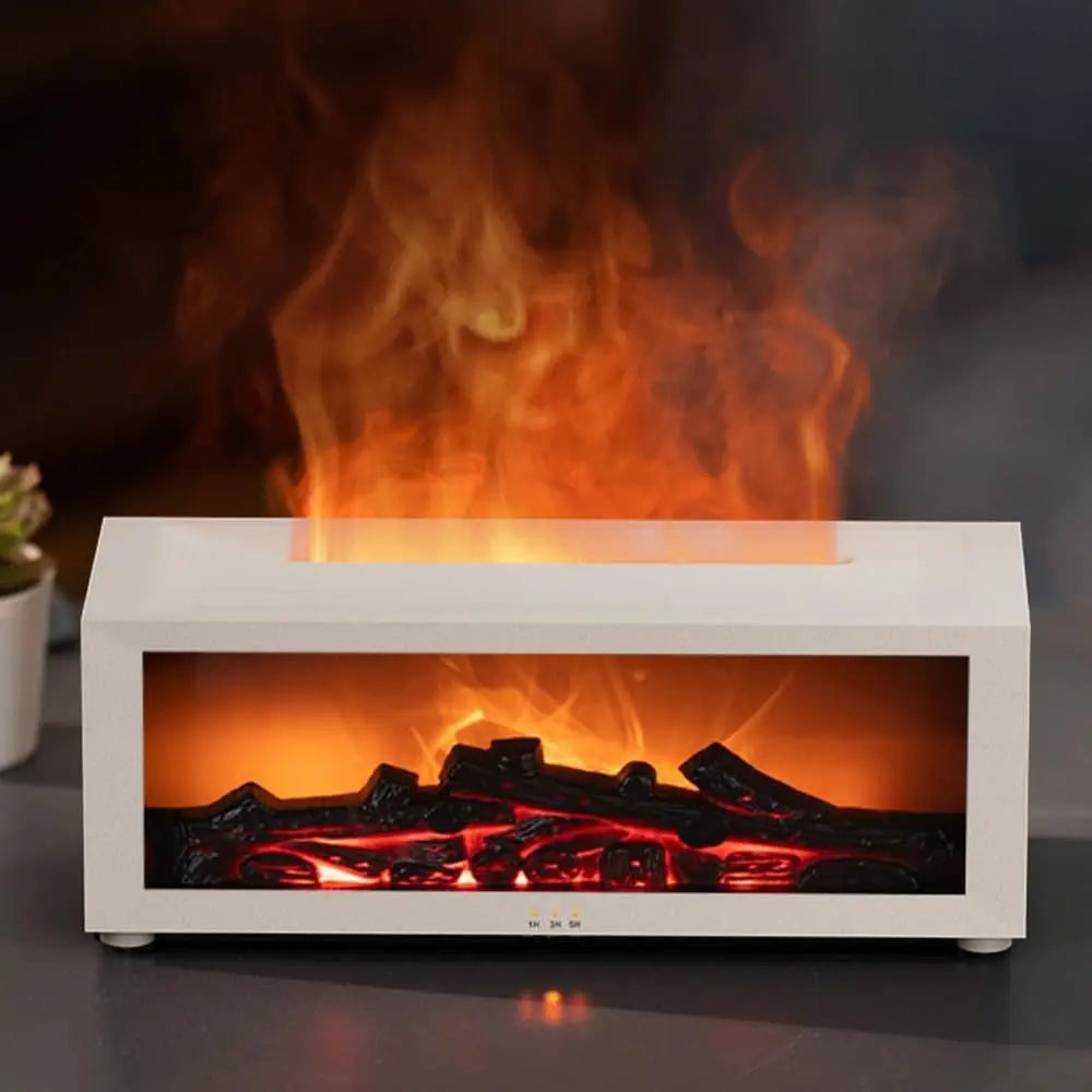 150ml White Humidifier with Fireplace Flames, 7-Color LED, Aromatherapy Diffuser, Remote Control, 3-Level Timer, Quiet Operation Wholesale Hub