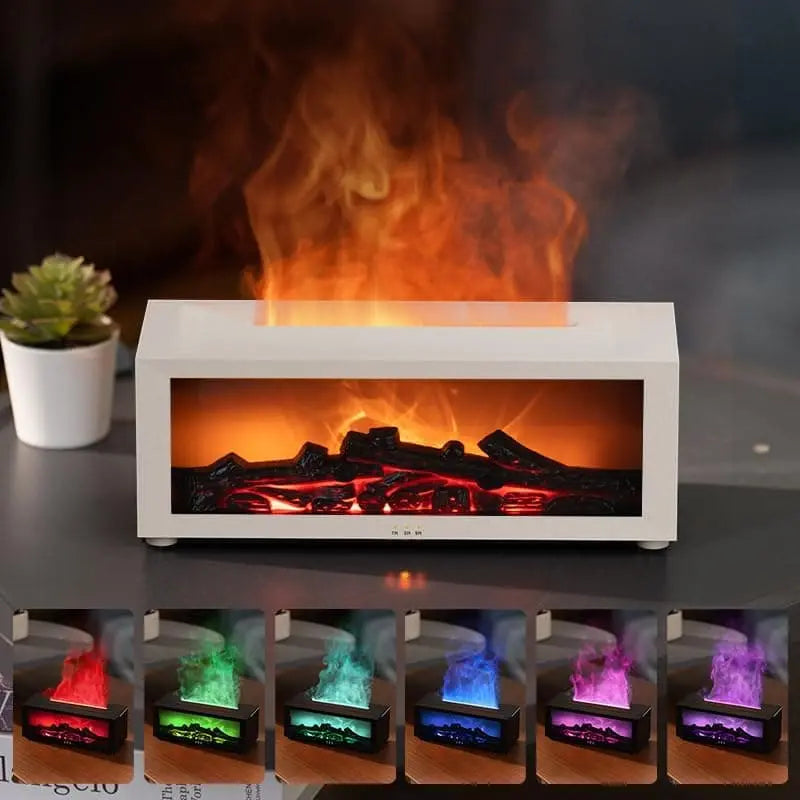 150ml White Humidifier with Fireplace Flames, 7-Color LED, Aromatherapy Diffuser, Remote Control, 3-Level Timer, Quiet Operation Wholesale Hub