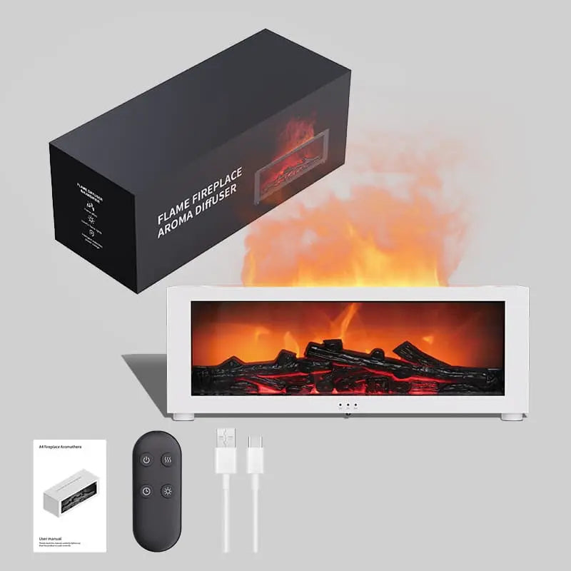 150ml White Humidifier with Fireplace Flames, 7-Color LED, Aromatherapy Diffuser, Remote Control, 3-Level Timer, Quiet Operation Wholesale Hub