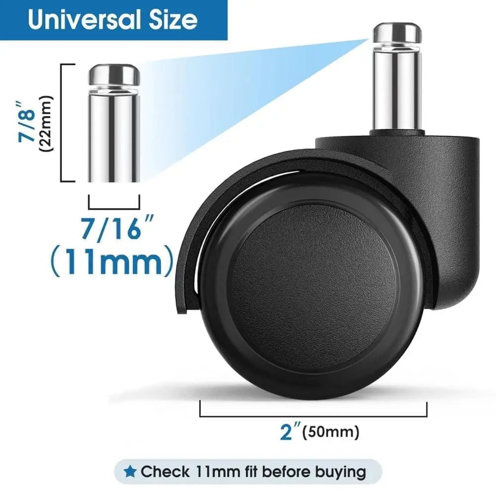 5-Pack Silent Office Chair Wheels, 11 mm Wholesale Hub