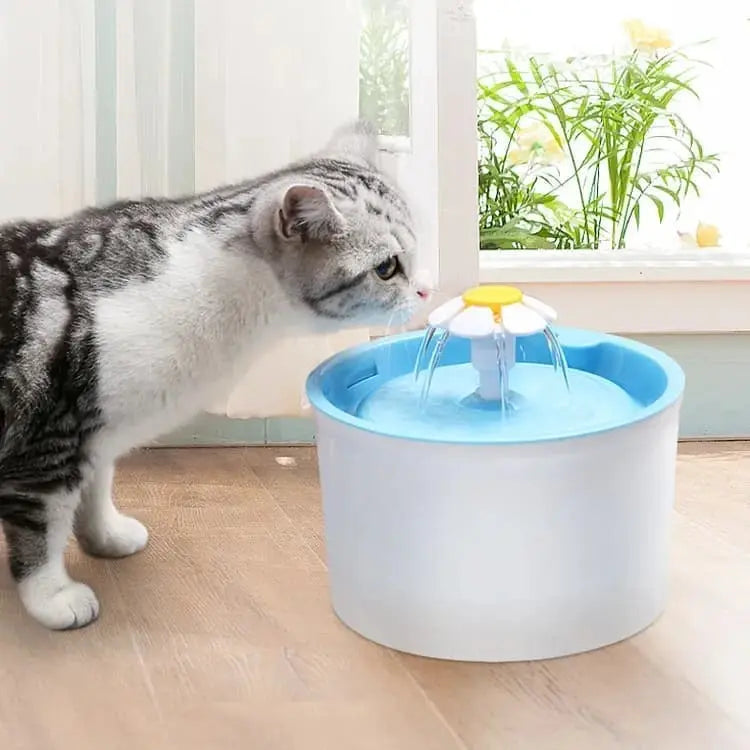 1.6L Pet Water Fountain for Cats and Dogs, Round, 15.5 x 15.5 x 10.5cm, Blue Wholesale Hub