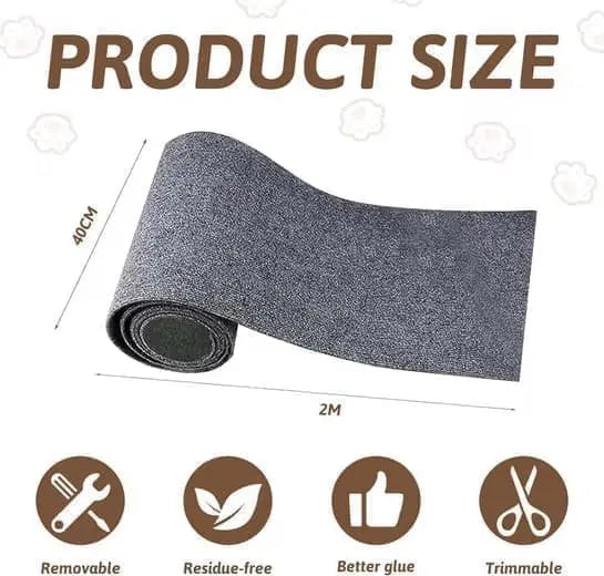 40cm x 200cm Self-Adhesive Cat Scratching Board, Wall and Sofa Protector, DIY Corner Mat for Cats, Dark Gray Wholesale Hub