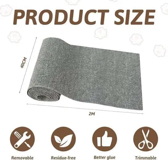 Self-Adhesive Cat Scratching Board, Wall and Sofa Protector for Cats, DIY Corner Mat, Light Gray, 40cm x 200cm Wholesale Hub