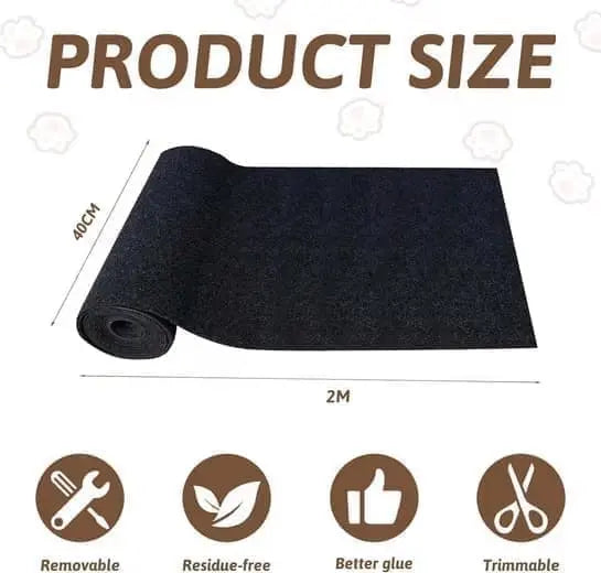 1 Pack Self-Adhesive Cat Scratching Board Wall Protector for Cats, DIY Corner Mat, 40cm x 200cm, Black Wholesale Hub