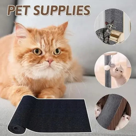 1 Pack Self-Adhesive Cat Scratching Board Wall Protector for Cats, DIY Corner Mat, 40cm x 200cm, Black Wholesale Hub