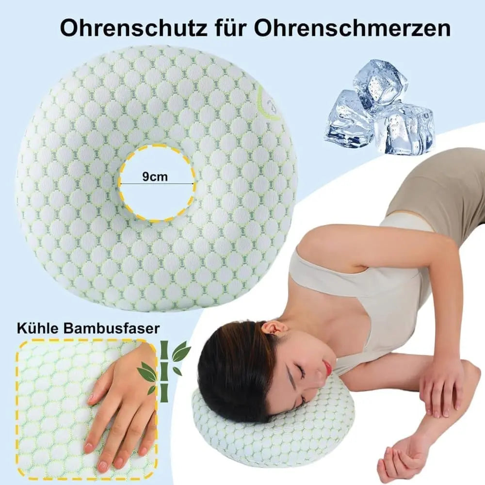 Orthopedic Pillow with Ear Holes for Side Sleeping, Super Microfiber Bamboo Fiber Perforated Pillow, Comfortable and Ear-Friendly, Wood Wholesale Hub
