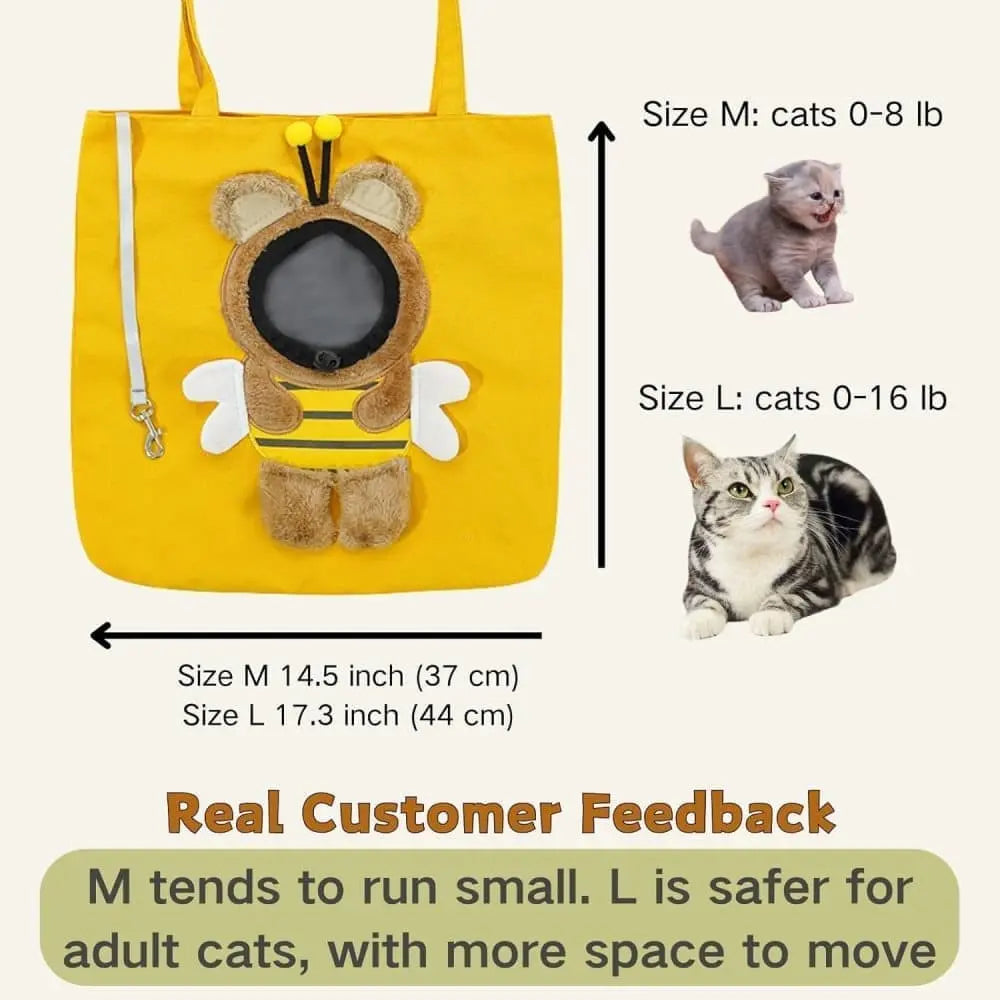 Portable Pet Bag for Small Dogs and Cats with Hands-Free Side Opening, Cat Motif, Perfect for Outdoor Travel, 37x37cm, Gray Wholesale Hub