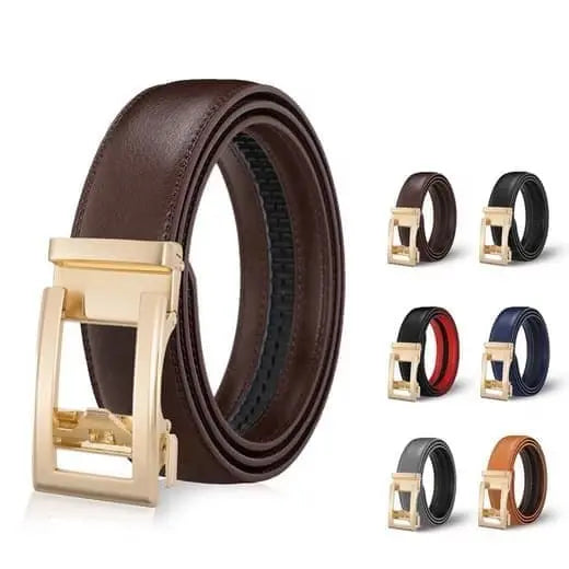 1 Leather Belt, Unisex Adjustable Buckle, Brown, 3.5 cm, 115/125 cm Wholesale Hub