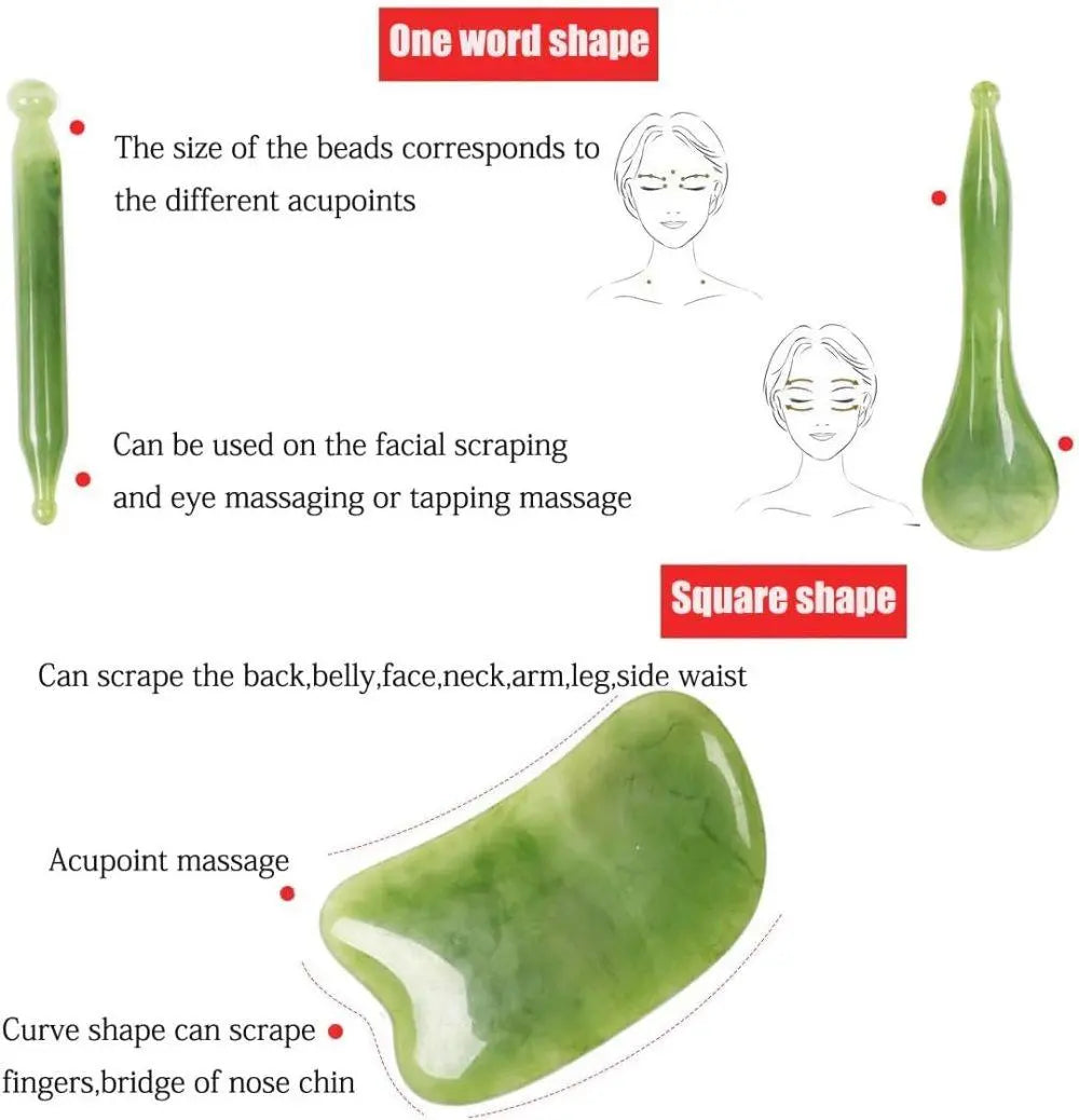 7-piece Gua Sha Set, Resin Facial and Body Massage Tool for Face Legs Back, Green Wholesale Hub